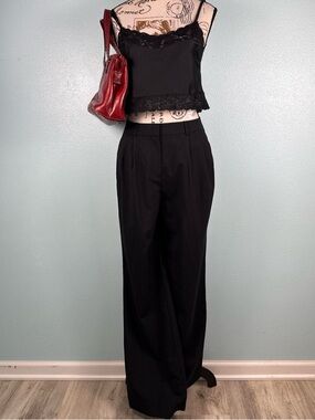 Brooks Brothers 100% Wool High Waisted Pleated Black Trousers Women’s Size 4